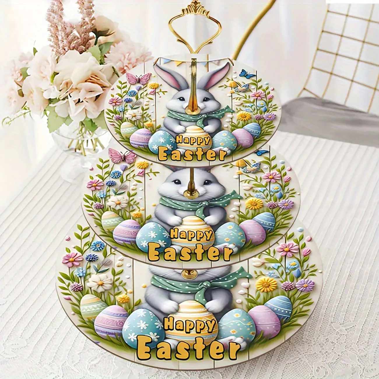 3-layer wooden cake rack, decorated with sturdy cake trays, widely used for detachable dessert display, rack for dried fruits