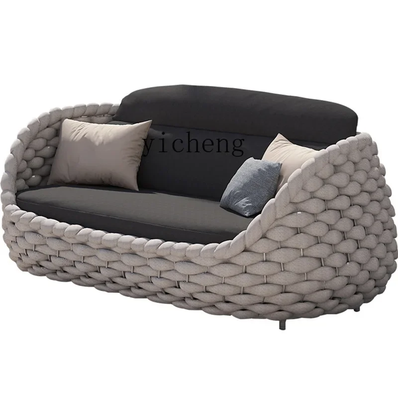 ZK Outdoor Sofa Courtyard Leisure Couch Outdoor Furniture Three-Piece Rattan Rattan Sofa