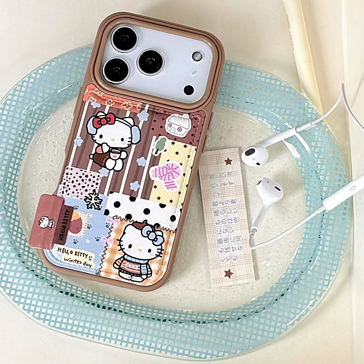 لطيف الكرتون INS سانريو مرحبا كيتي براون جراب هاتف آيفون 17 16 15 14 برو ماكس 13 أفخم معصمه مكافحة فقدان غطاء #6