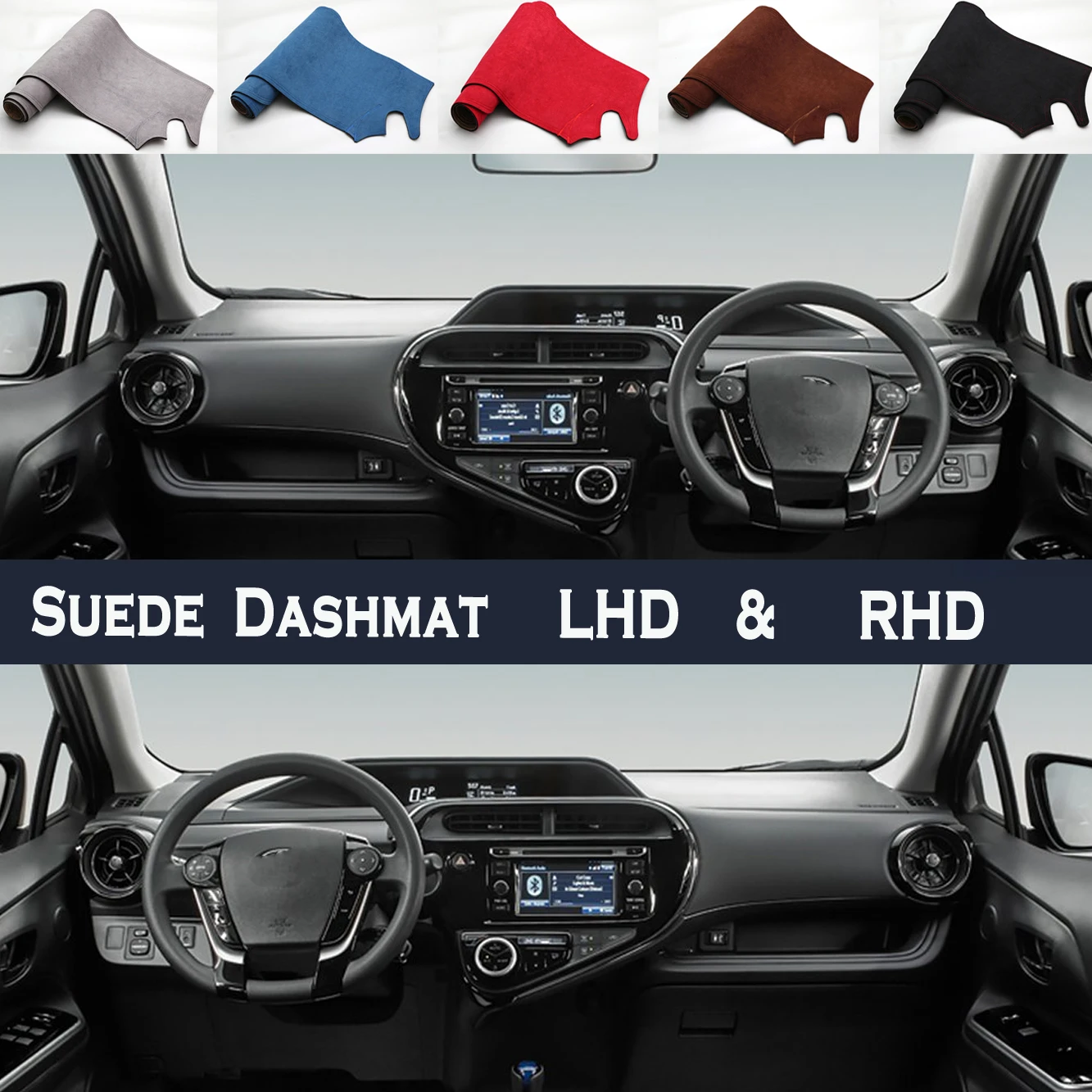 Car Styling Suede Dash Mat Covers Dashmat Dashboard Pad Protector Accessories For Toyota PRIUS C AQUA NHP10 2011-2021 2012 2013