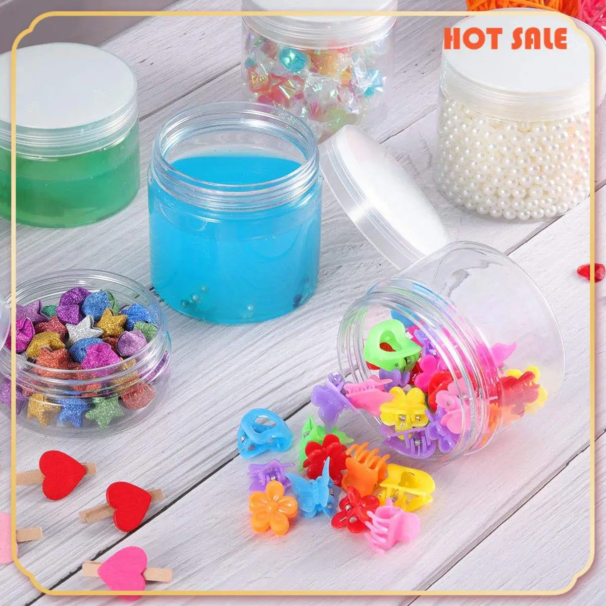 ABFA Empty 12-Pack Transparent Plastic Storage Spice Jar Wide Mouth Plastic Container With Lid For Beauty Products, DIY Mucus Ma