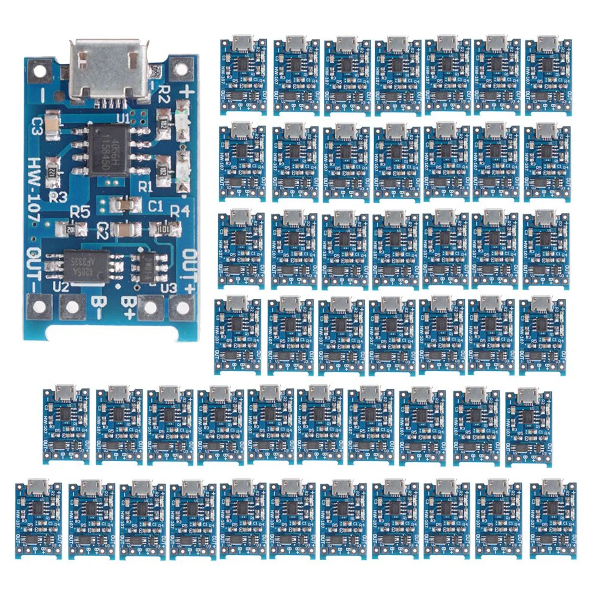 

50PCS TP4056 Micro-USB 18650 Lithium Battery Charging Board 5V 1A Charger Module with Protection Dual Functions