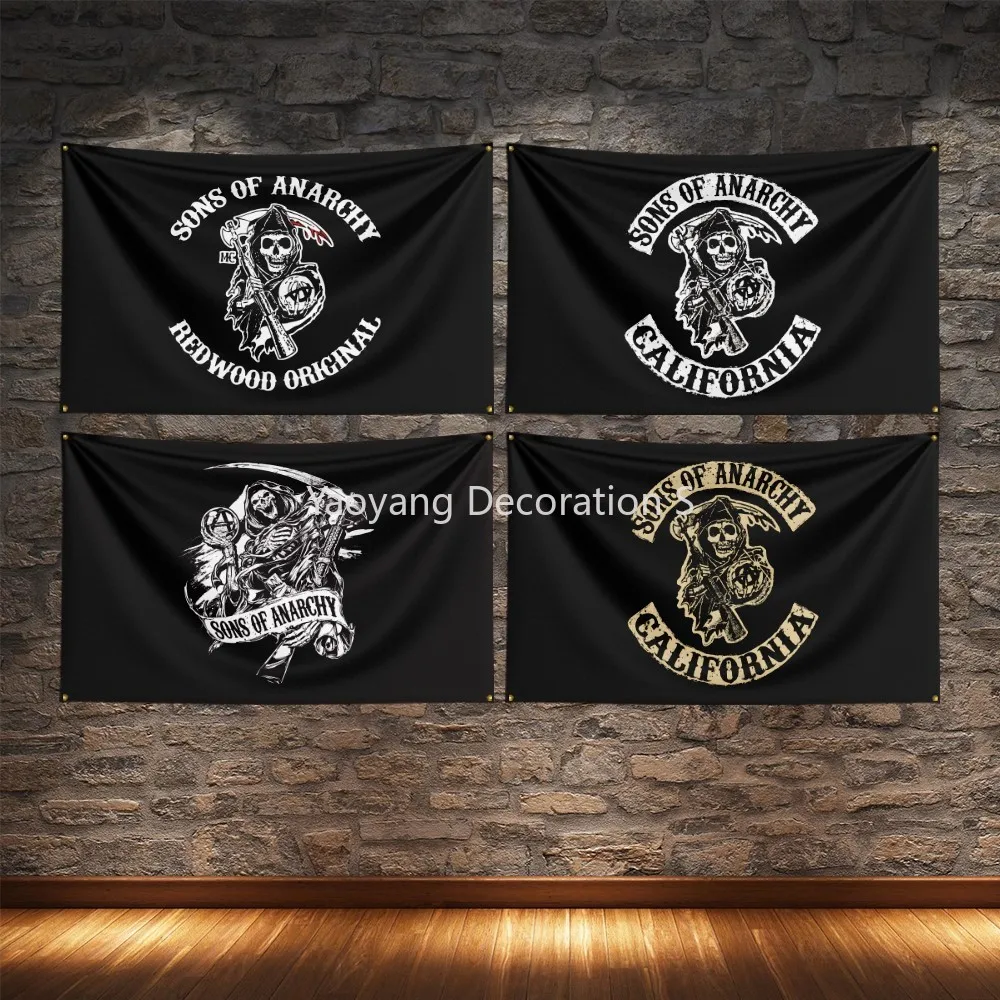 Sons of Anarchy Flag Polyester Digital Printing Classic Banner For Decoration