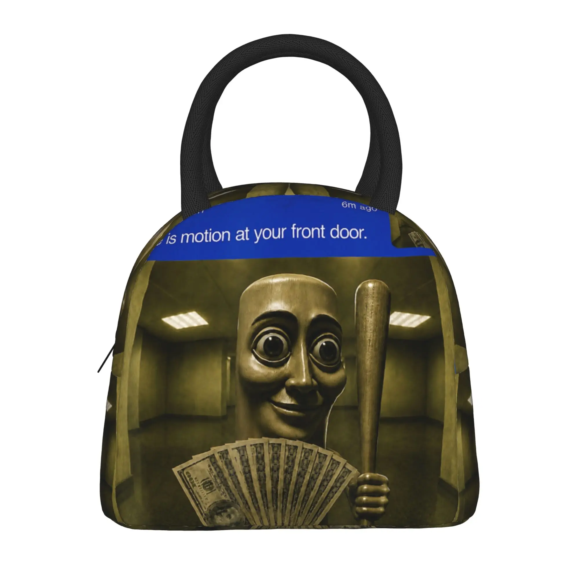 There is Motion at Your Front DoorTung Tung Tung Sahur Lunch Bag For Adult Print Lunch Box Leisure School Cooler Bag