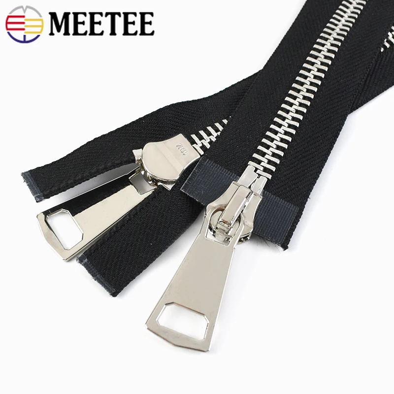 1Pc 10# Double Sliders Metal Zippers for Sewing Black Zipper Coat Jackets Zips DIY Repair Kits Accessories Tools