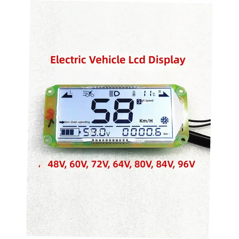 for Electric Vehicle LCD Display Universal 48V 60V 72V Power Code Meter Modified Instrument Panel