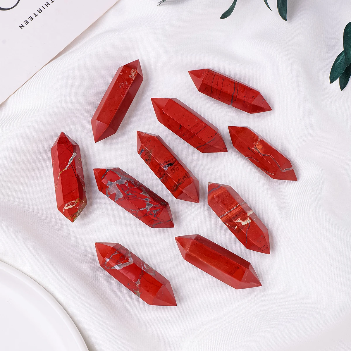 1PC Natural Crystal Stone Double Pointed Red Jasper Pillar Gemstone Reiki Healing Jewellery Home Decoration Collectible Gifts