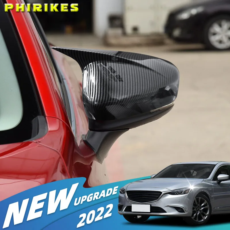 

Car Rearview Side Mirror Cover Wing Cap Exterior Door Case Trim Carbon Fiber Look For Mazda 6 Atenza 2018-2023 3 Axela 2014-2018