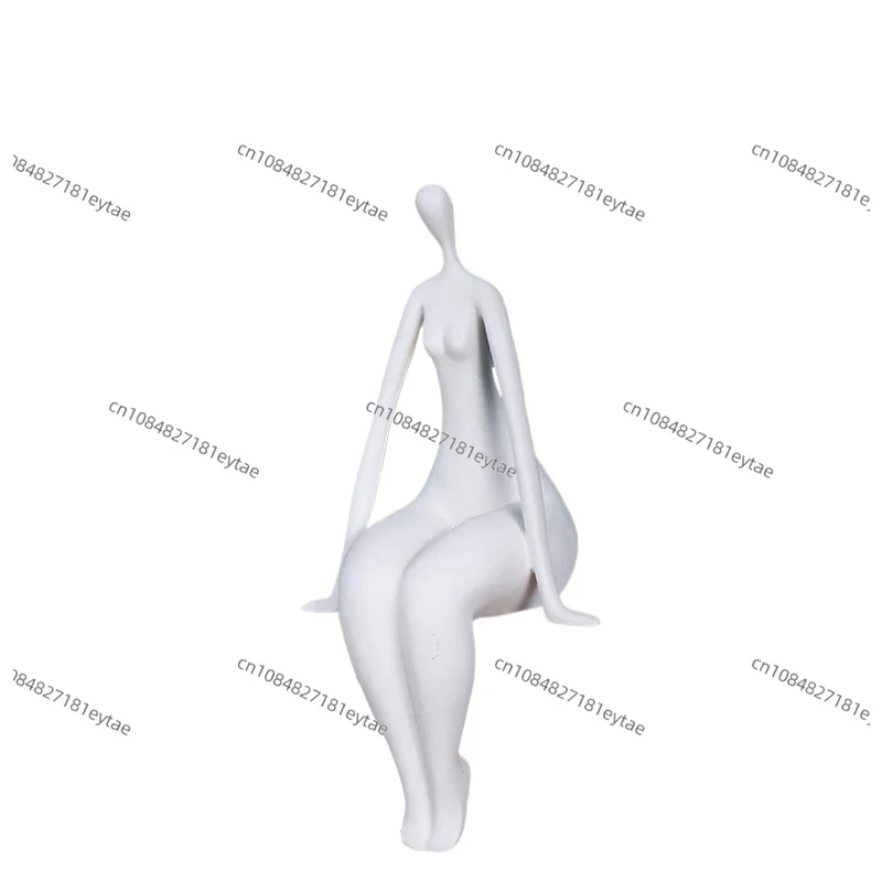 Sitting Figure Sculpture Ornament Living Room Wine Cabinet TV Cabinet Bookcase Model Room Hotel Beauty Salon Soft Decoration