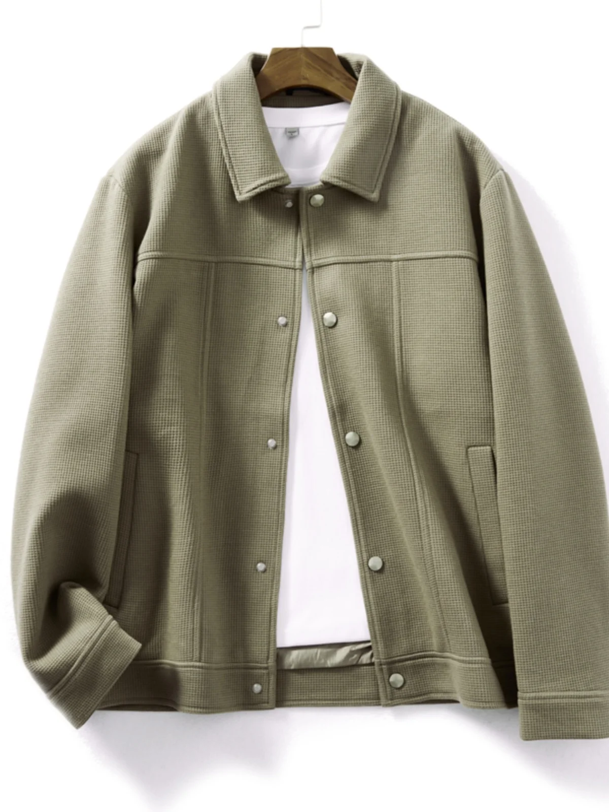 Window Display Main Item! Knitted Waffle Texture Stand Collar Jacket for Men Casual Spring Fashion Urban Style Long Sleeve