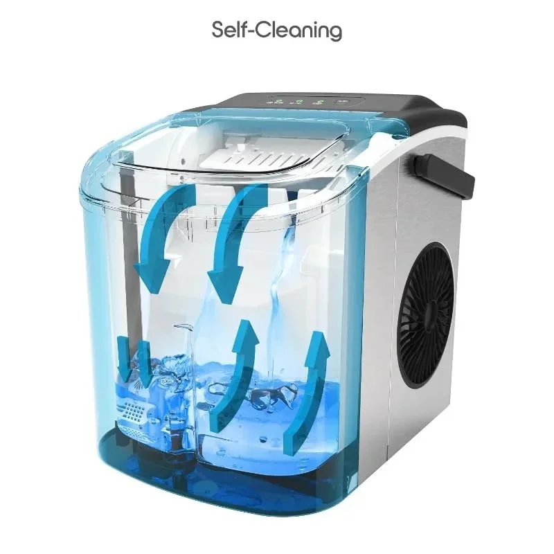 Countertop Ice Maker, Portable Ice Machine Self-Cleaning,9 Cubes in 6 Mins, 26.5lbs/24Hrs, Ice Cube Maker for Home Kitchen Party