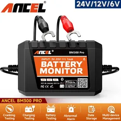 ANCEL BM300 PRO Bluetooth Battery Monitor Tester 6V/12V/24V  SOH SOC Battery Health Analyzer Battery Tools for Car Motorcycle