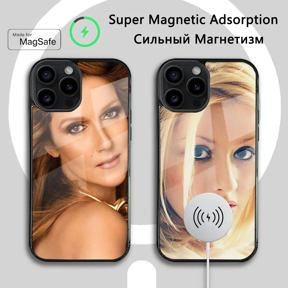 Чехол для телефона C-Celine Dion Singer для iPhone 16, 14, 13, 12, 11 Plus, Pro, Max Mini Magsafe с магнитной беспроводной зарядкой