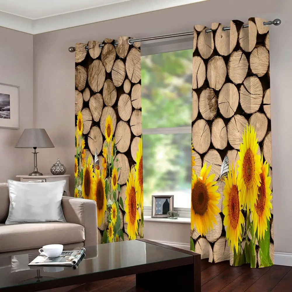 Nature personality style Roundwood grows flowers photo print 3d curtain Garden Door curtain custom curtains