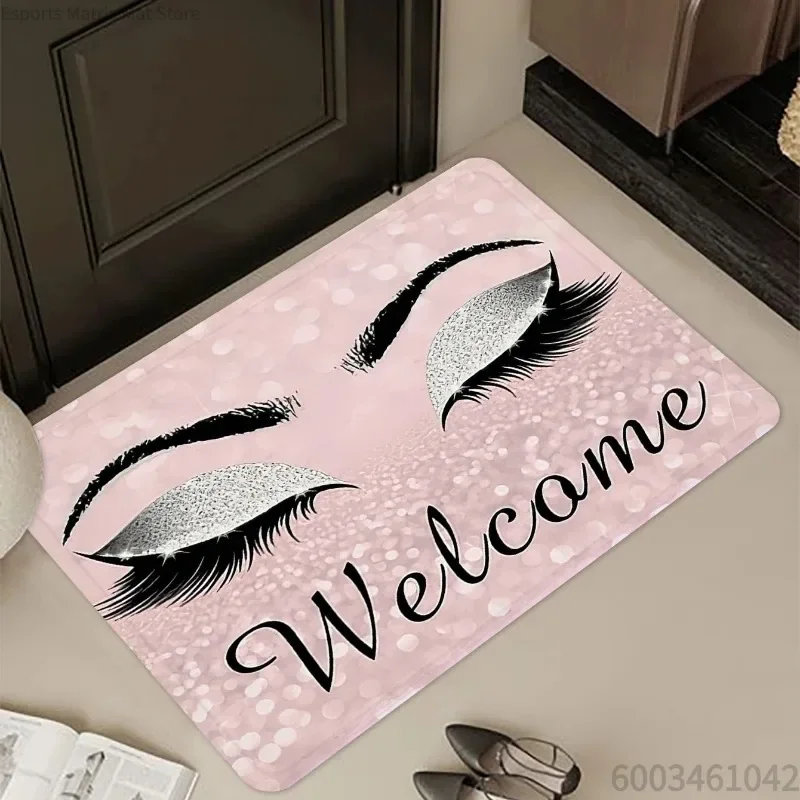 Patterned Door Mat Set With Eyelash Multilingual Greeting Designs Stylish Decor Mat For Entryway Gift For Home Decor