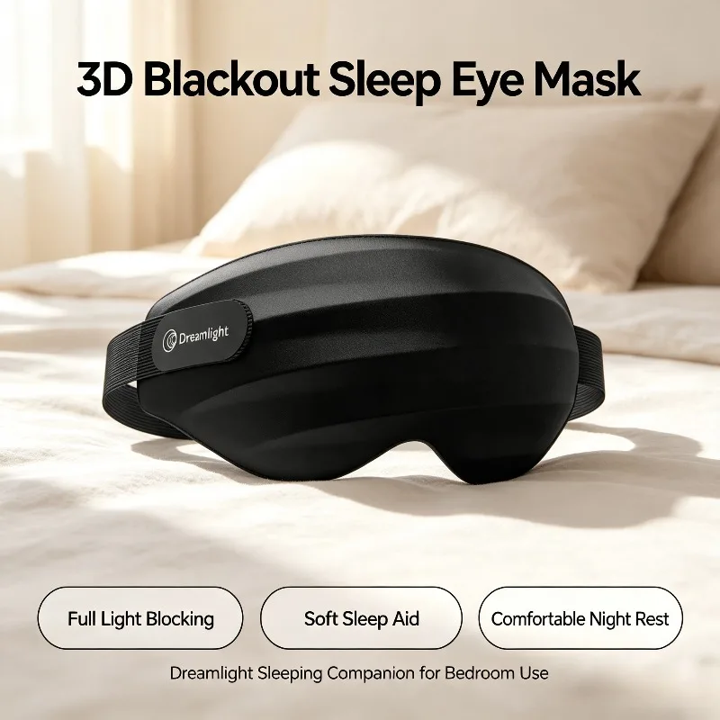 Dreamlight 3D Stereoscopic Sleep Eye Mask Adjustable Elastic Strap Full Light Blocking Soft Comfortable Portable Blackout