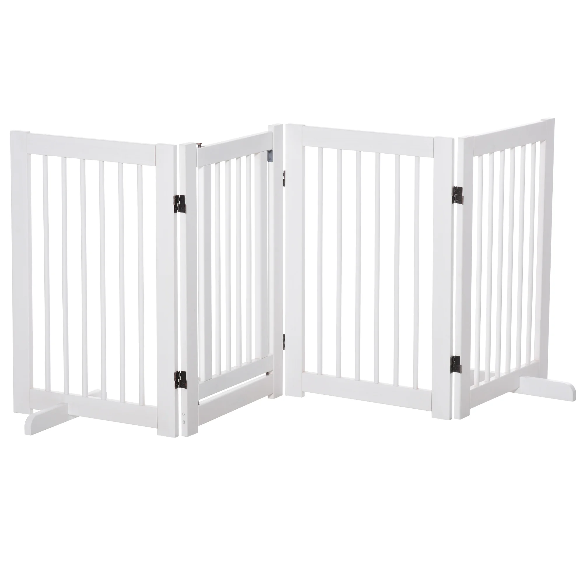 Pawhut opvouwbare houten veiligheidsbarrière voor trappen en deuren, met voetsteun, 204 x 36 x 75 cm.