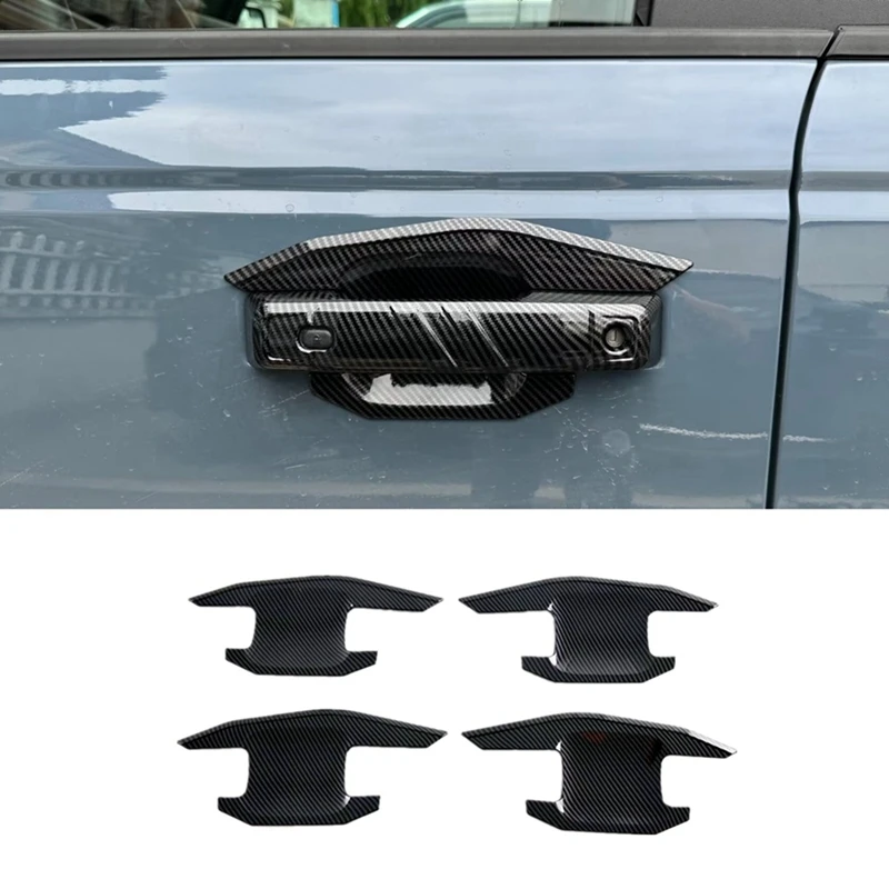 Top!-Car Door Bowl Cover Trim Protector Carbon Fiber For Ford Bronco 2023 2024 Exterior Accessories