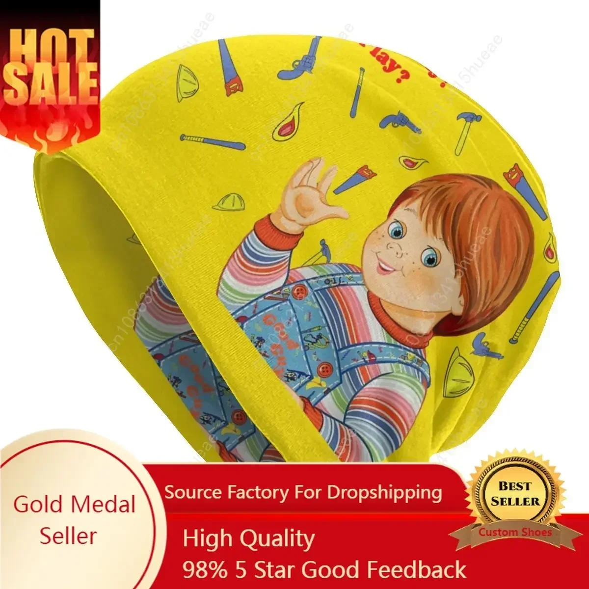 

Good Guys Wanna Play Slouchy Beanie Hats Chucky Child's Play Film Cartoon Hip Hop Knitted Skullies Beanies Cap for Outdoor Ski