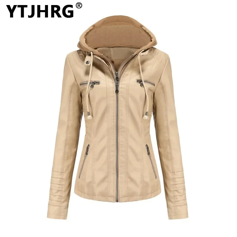 YTJHRG Women\'s Jackets Winter Coats Removable Hooded Two-piece Set Female Clothing Autumn Ladies Zippers 2024 New with Pocket