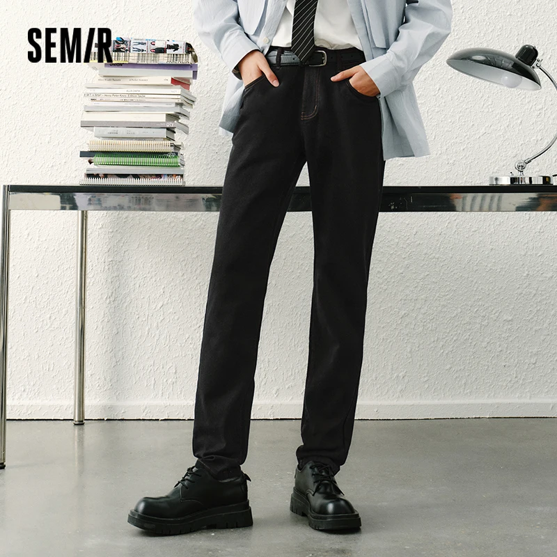 

Semir Denim Pants Men Black 2025 Spring New Slim Straight Blue Jeans Breathable Stretch Fabric Heightening Effect
