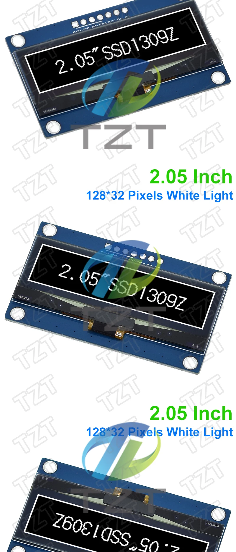 2,05 Zoll OLED-Display TZT 128*32 LCD-Modul in Weiß, SSD1309-Controller, unterstützt SPI-Schnittstelle für Arduino – Detail 3