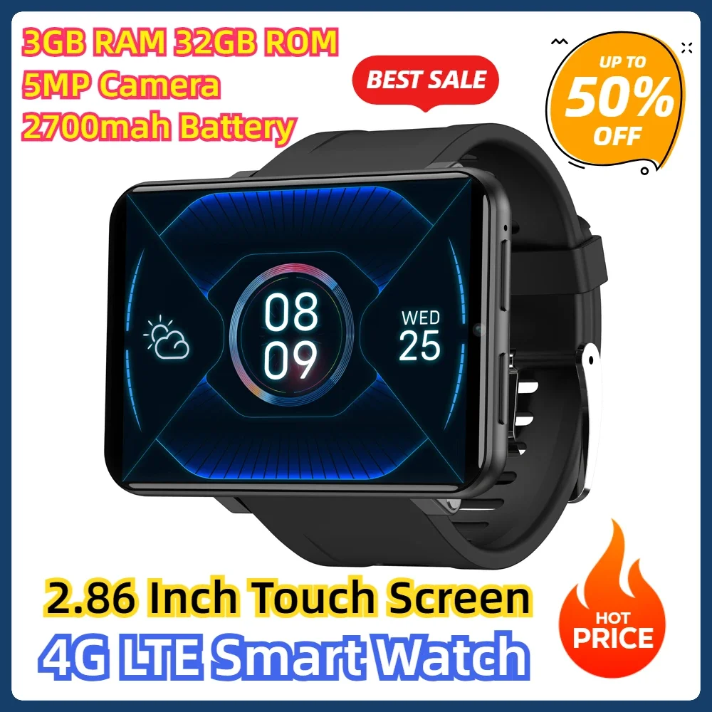 

3GB RAM 32GB ROM 5MP Camera 2700mah Battery 2.86 Inch Touch Screen 4G LTE Smart Watch