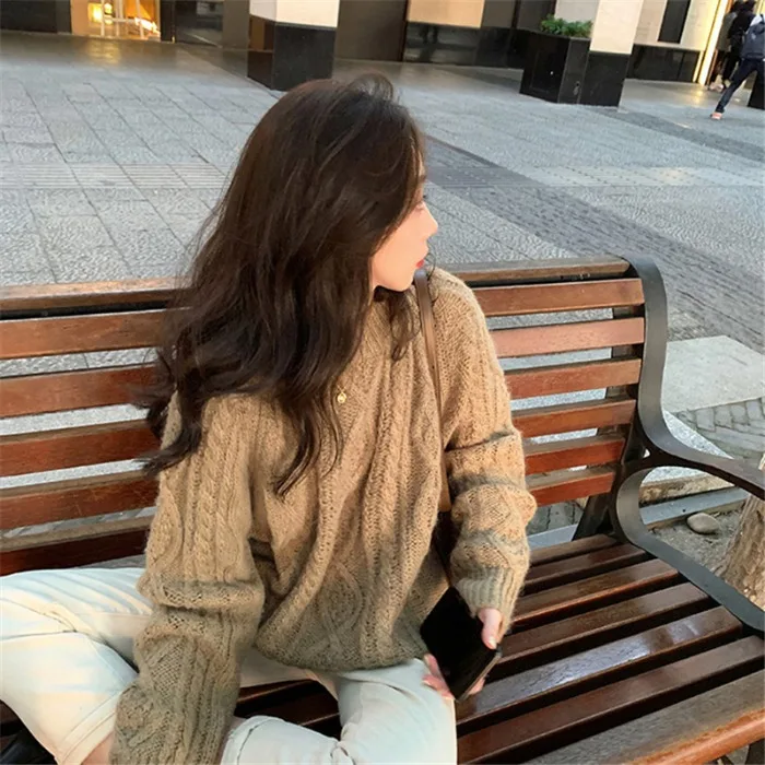 

Высококачественный мягкий вязаный свитер в стиле ретро, женский уютный верхняя одежда Thi Needle Twist, весна 2024, новинка раннего размера, круглый...