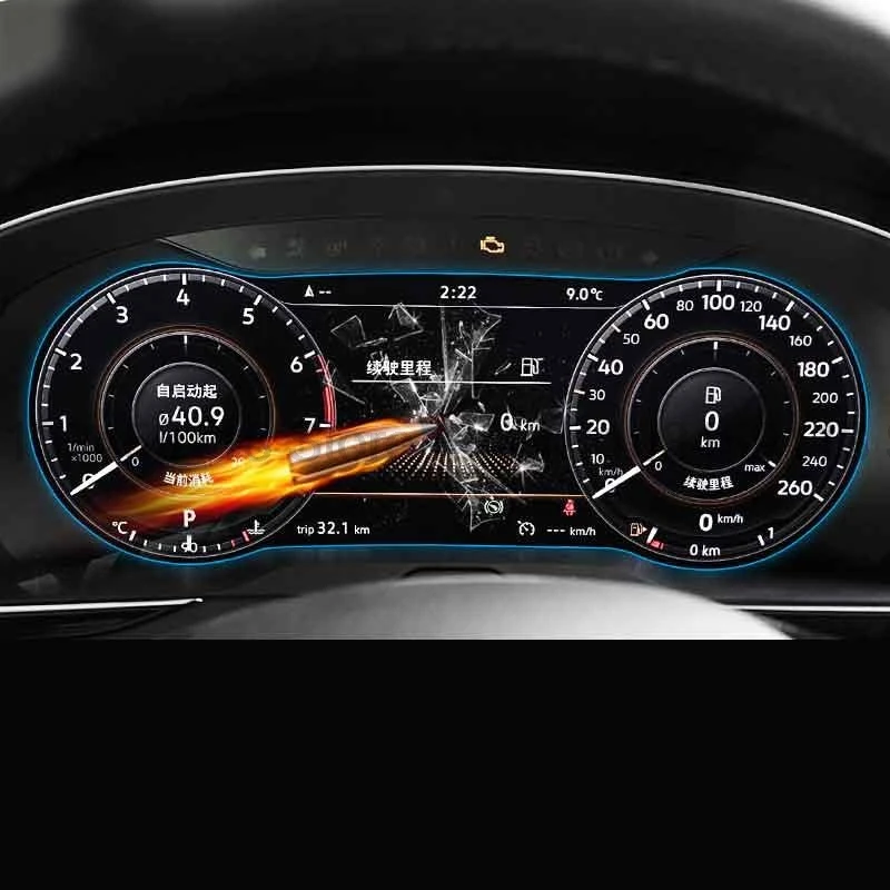 Tempered Glass Screen Protector film For Volkswagen Tiguan 2018 12.3inch car Instrument Panel Auto Interior anti-scratch