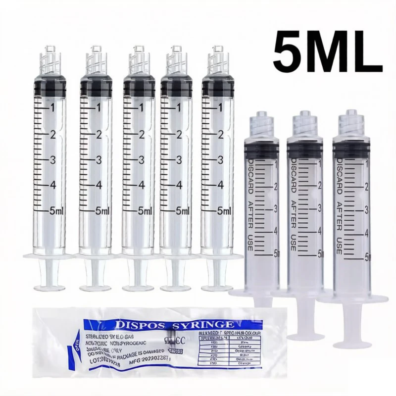 Jeringa de plástico Luer Lock de 5ML, hipodérmica desechable para laboratorio industrial, medición de nutrientes para mascotas, herramientas industriales veterinarias y de bricolaje
