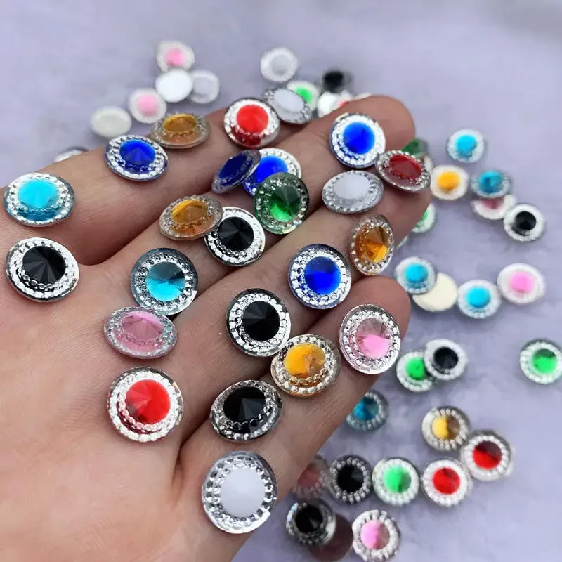 12 mm Crystal Rhinestone bicolor rhinestones diyCircular flat back Resin Handicraft for Wedding Decoration 80pcs/lot