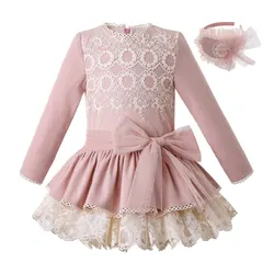 Pettigirl Winter Christmas Pink Lace Girls Princess Birthday Dresses Boutique Children Clothes Matching Outfits 6781012 Year Old