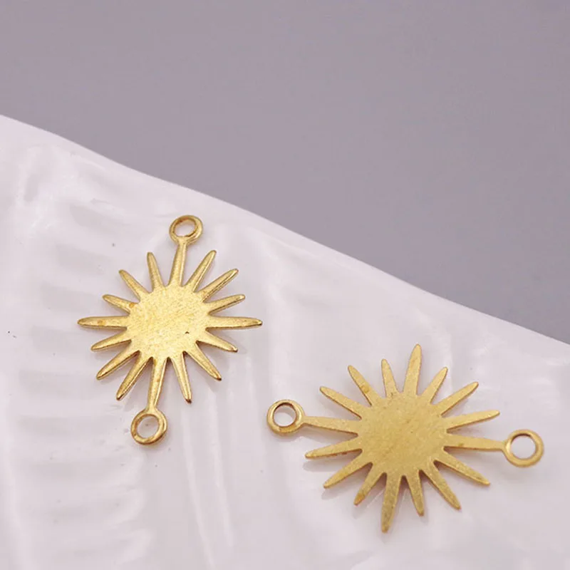 WZNB 10Pcs Raw Brass Celestial Sun Charms Pendant Connector for Jewelry Making Handmade Earrings Bracelet Necklace Diy Accessory