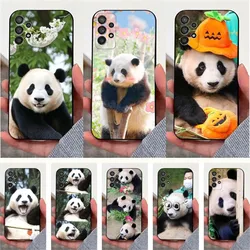 Cute F-Fubao Animal Panda Phone Case For Samsung S25,S24,S23,S22,S20,S21,S10,Ultra,Plus,Lite,FE,Soft Silicone Black Cover