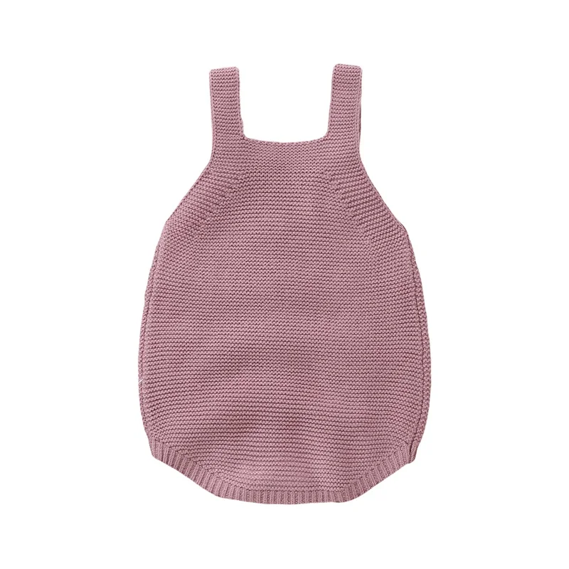 New Born Infant Baby Girls Clothes Sleeveless Suspender Romper Love Knitted Sweater Bodysuit Spring Pink Clothes