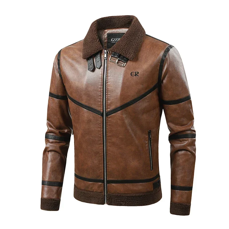 Men's Leather Jacket Men Autumn Winter New Trend Plus Size Men's Brand Fleece Warm Leather Jackets