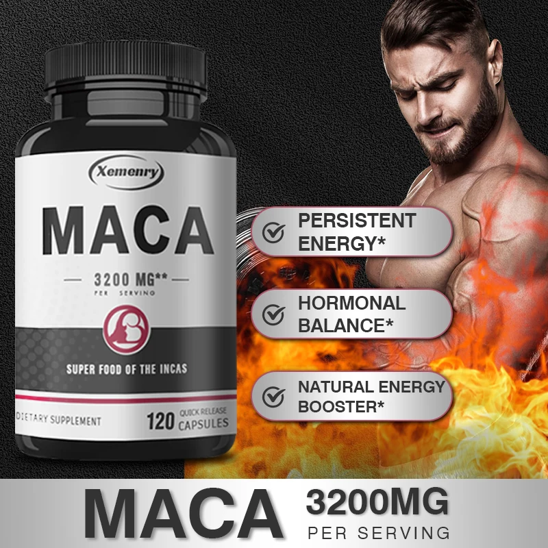 

Maca - Helps Improve Athletic Performance, Muscle Repair and Fight Fatigue, Increase Muscle Mass and Endurance - 120 Capsules
