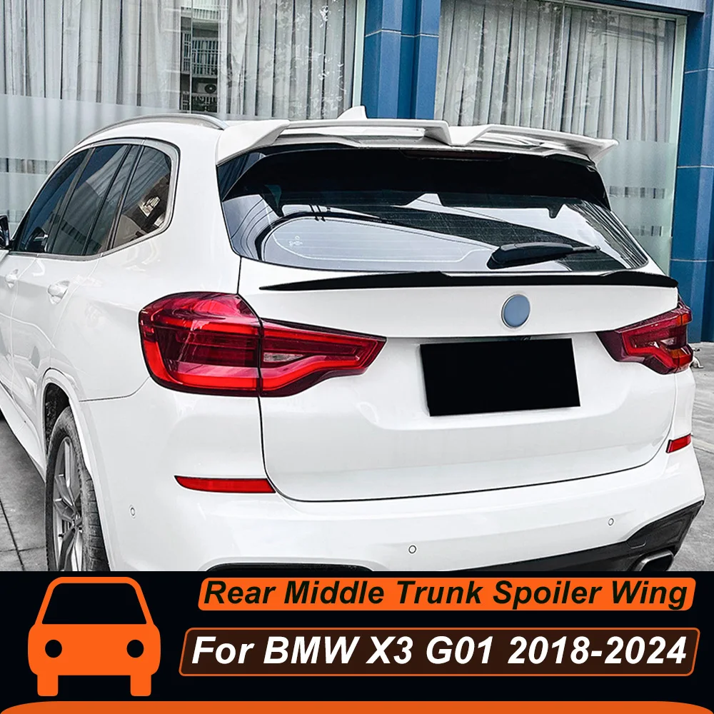 For BMW X3 G01 2018+ Rear Middle Trunk Spoiler Wing ABS Material Carbon Printing Black Upgrade Exterior Tuning Accessories Parts