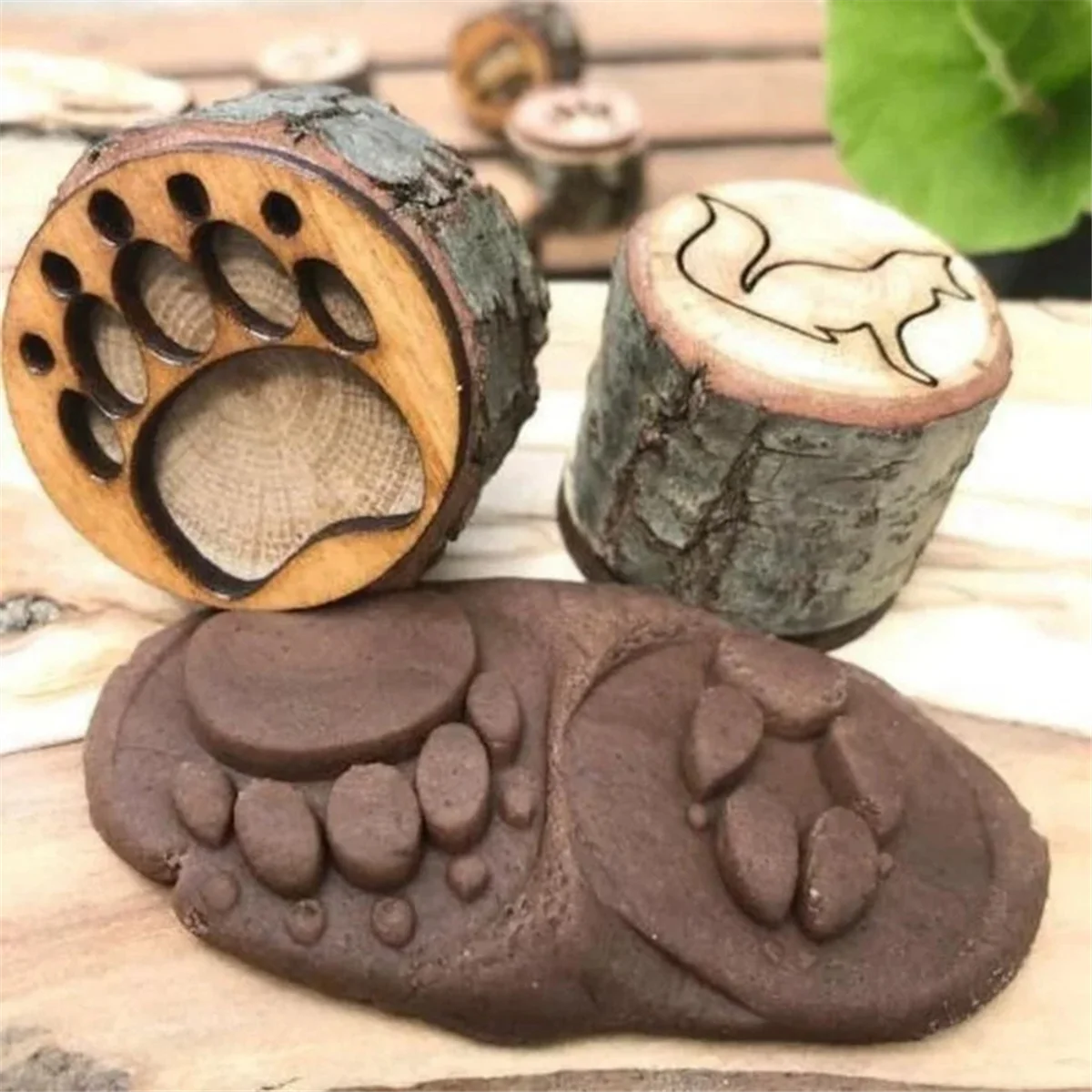 A98U 9pcs Animal Tracks Stamps Mould Animal Footprints Engrave Wooden Children Toys Muddy Ground Snowfield Step Print Forest