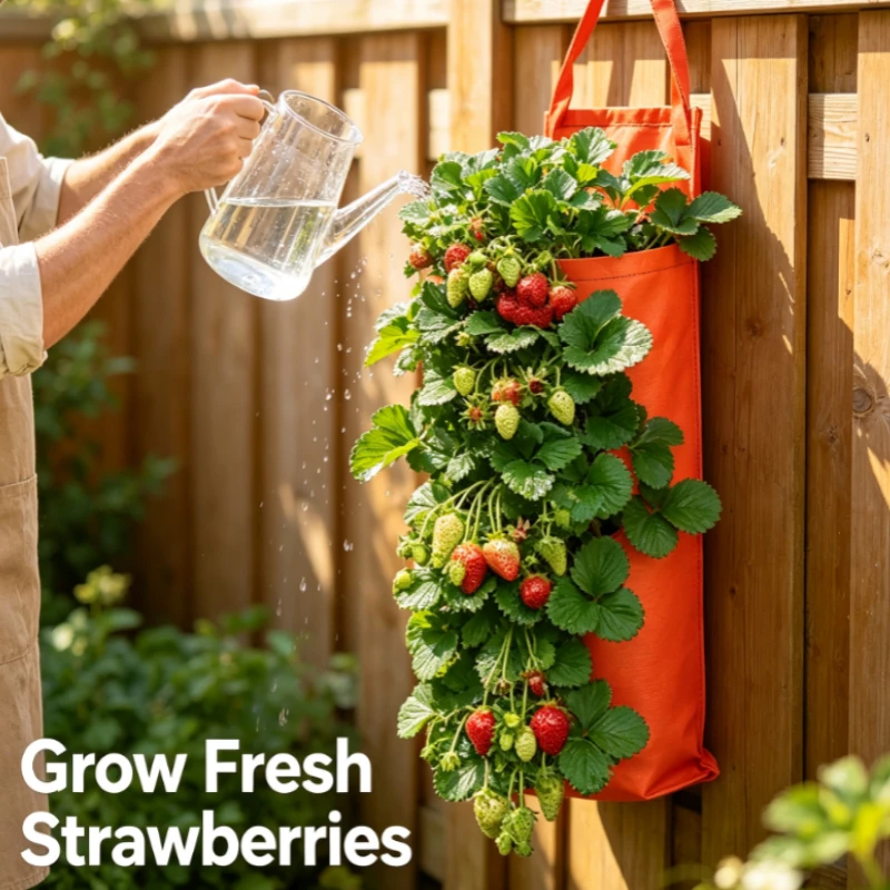 Multi-port hanging strawberry planting bag, wall-mounted vertical three-dimensional plant growth bag, three-dimensional planting