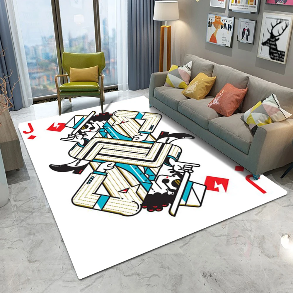 

Cartoon Playing Cards Artistic Image Carpet Living Room Sofa Bedroom Study Kitchen Entrance Door Mat Non-slip Home Decor Rug