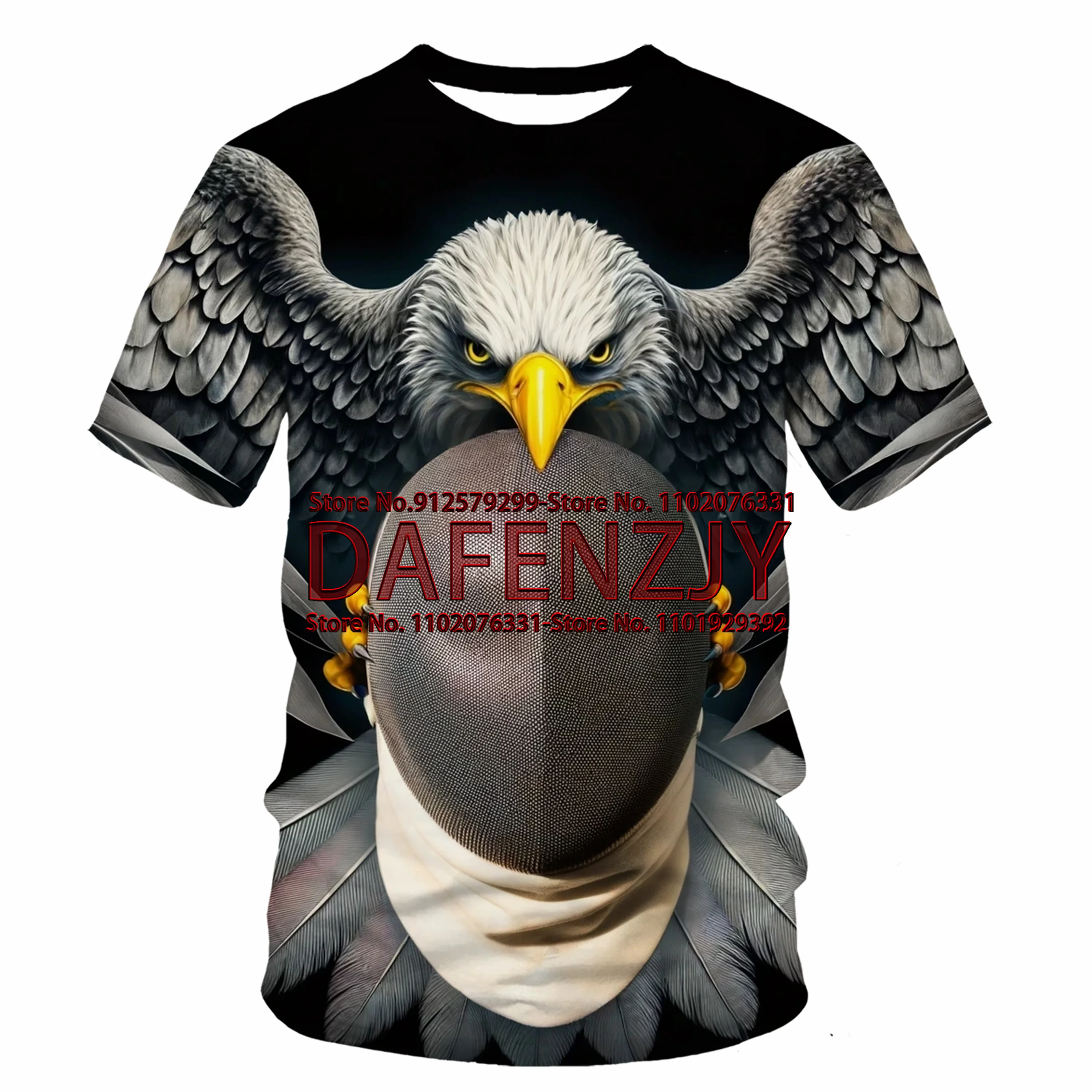 Men's Bald Eagle T-Shirt Summer Short Sleeve Tees Tops Animal Theme Tee Shirt Realistic Graphic Shirt