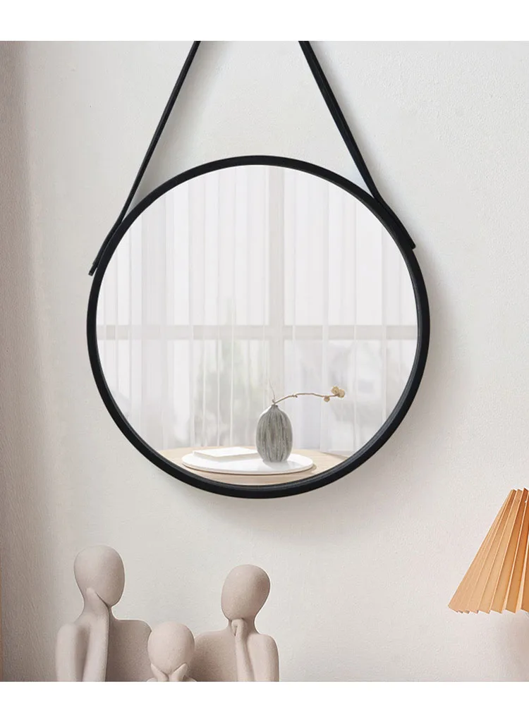 Miroir de Toilette Mural Minimaliste Moderne, 30cm, Bordure en Bois, Décoration de Chambre