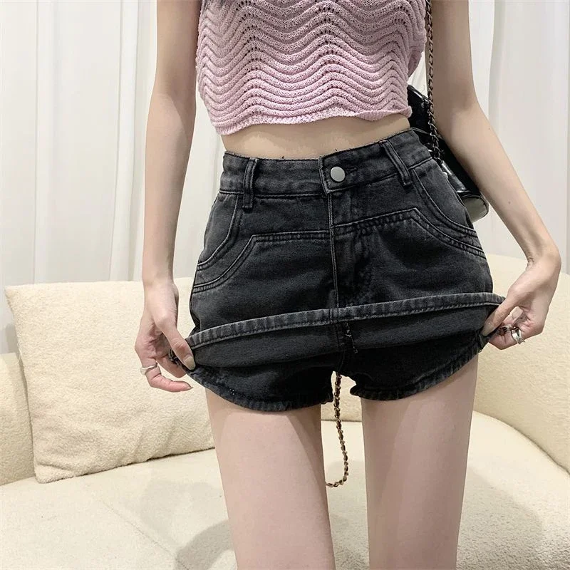 Ins Summer Women High Waist Vintage Shorts Skirts Lady Sexy Nightclub Denim Dress Female Punk Light Blue Black Grey Jeans Dress