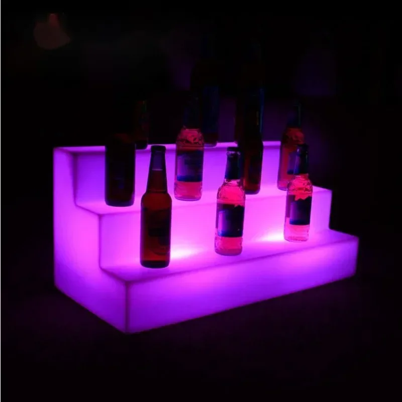 

LED Glowing Whiskey Display Rack Nightclub Cocktail Stand with Waterproof Ice Bucket Ideal for Bar Party Accessories