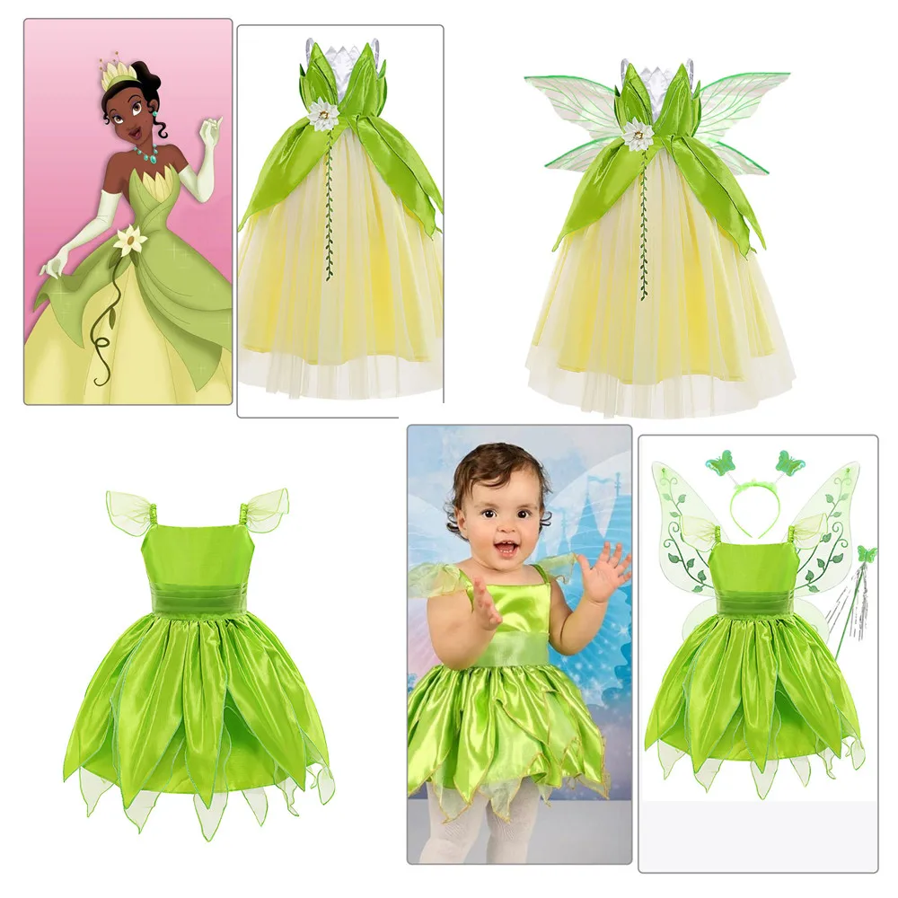 

Tinker Bell Dress Christmas Clothing for Kids Green Tinkerbell Fancy Dresses Fairy Princess Carnival Party green dress for girl