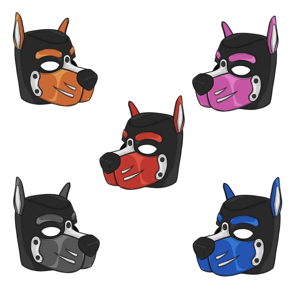 Unisex Fashion Sexy Costumes Hood Latex Dog Headgear Halloween Puppy Play Party Couples Games Full Face Fetish Men Dog Masks New