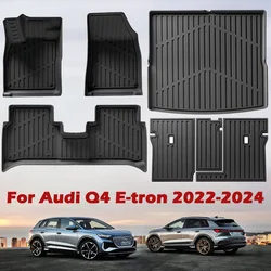 For Audi Q4 E-tron 2022-2024 TPE Floor Mats, All Weather Anti-Slip Waterproof Rear Trunk Pad Cargo Liner Interior Accessories