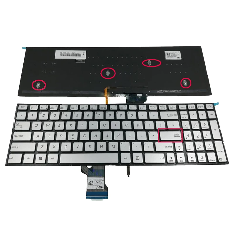 KBHUB  US Keyboard  For Asus ZenBook Pro UX501 UX501J UX501JW UX501VW UX501J UX501JW UX501V Keyboard  Backlit Silver