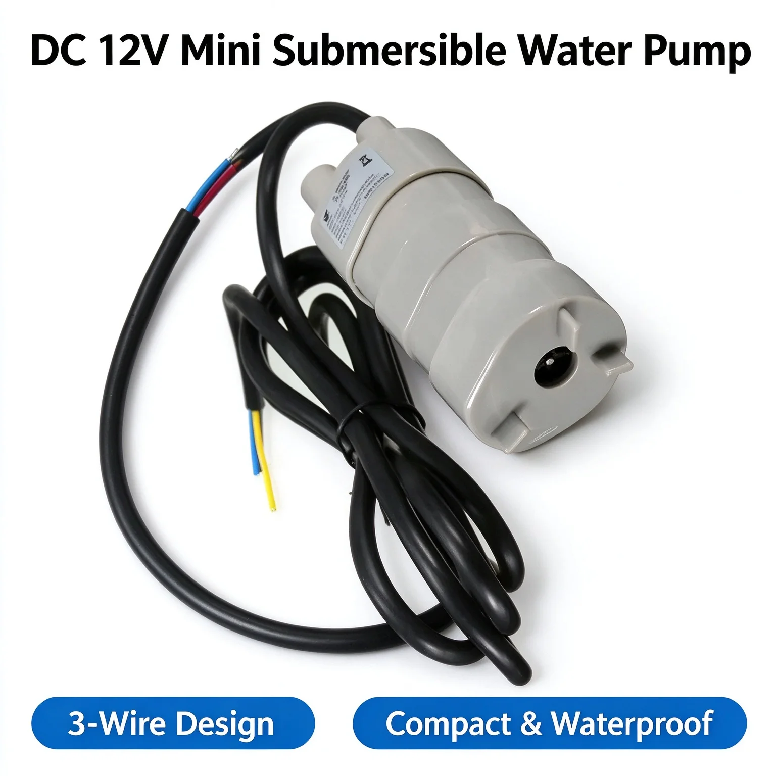 12V DC High Flow Submersible Water Pump 1000L/H for RV Pond Aquarium 3-Wire System